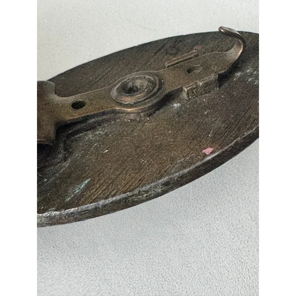 Vintage Castrol Oil Belt Buckle‎ Metal Automotive Racing Logo Lions Patina